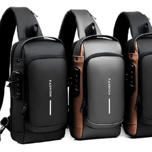 👉 Bolso Pechera Antirrobo Impermeable con Candado y Conector USB